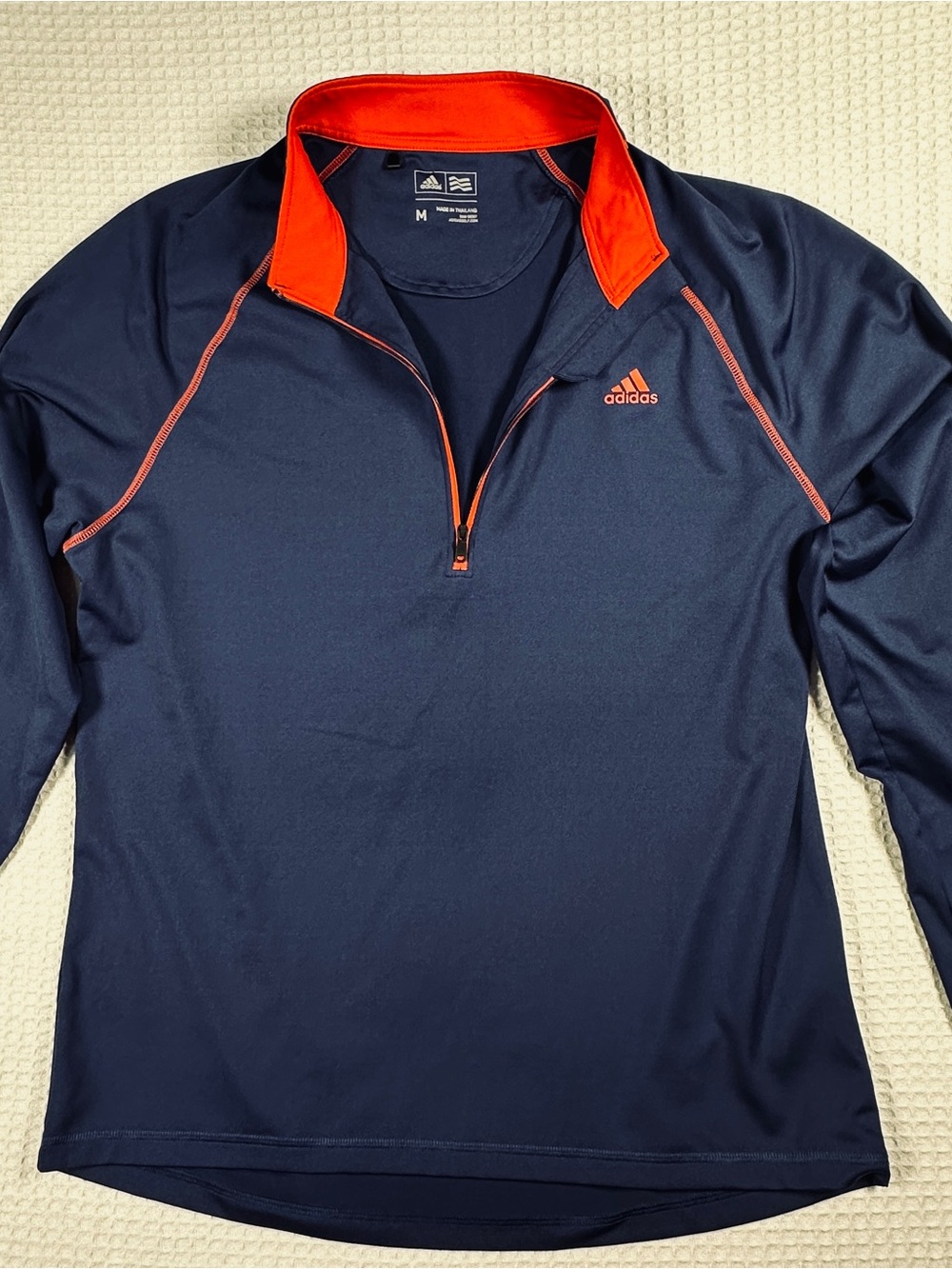 Adidas Navy Blue Long Sleeve Quarter Zip Athletic Pullover